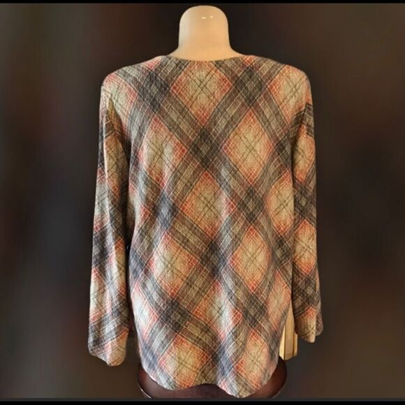 Southern Lady 3X Top Tan, Grey, Brown & Orange - Picture 2 of 3